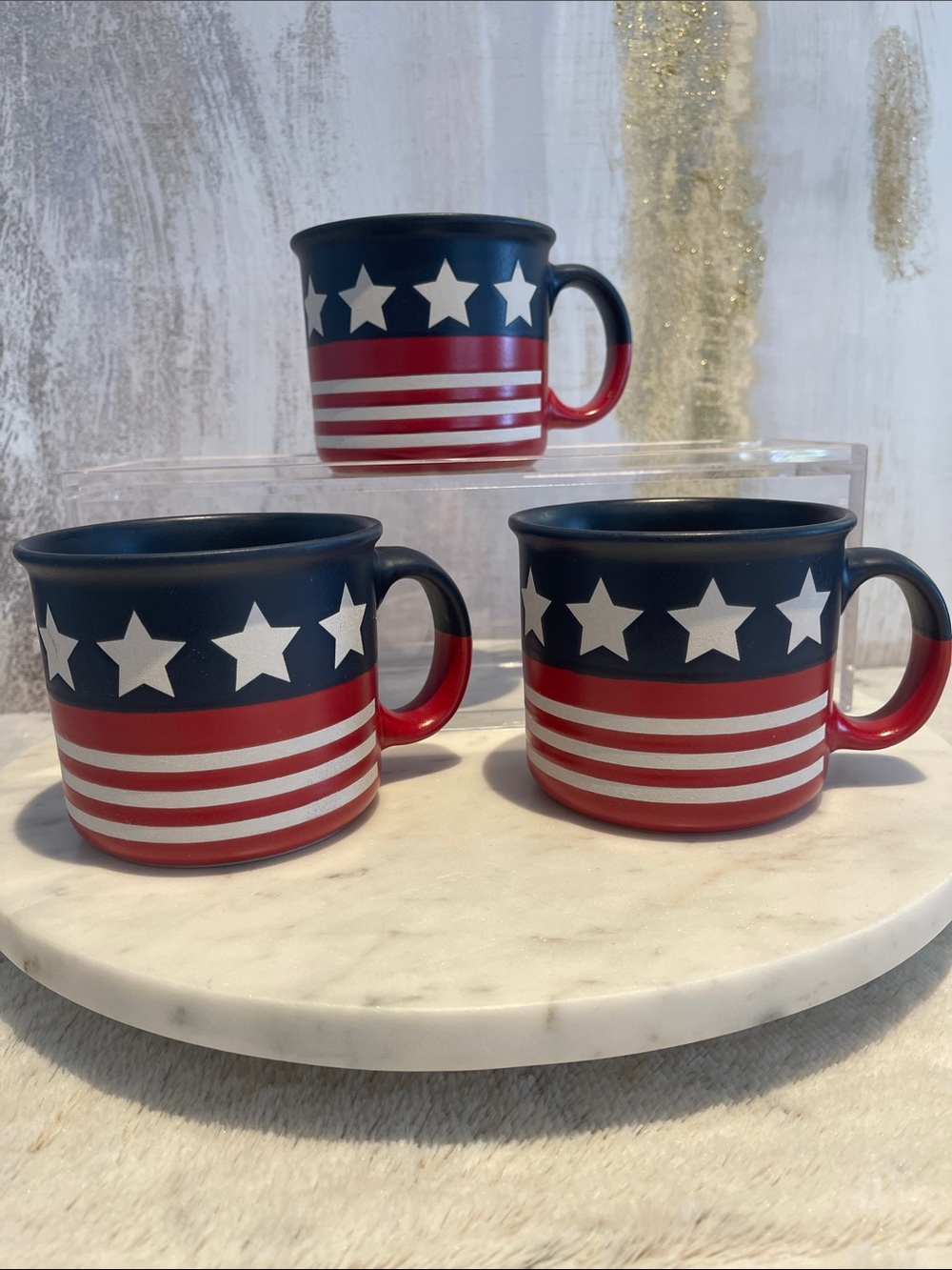 Sheffield Home Red, White & Blue Star Stripe Ceramic Mugs - Set of 3